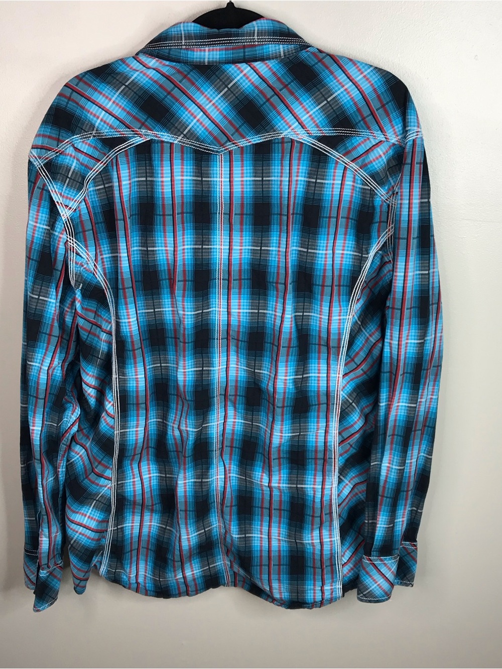 Rock & Roll Cowboy Blue Plaid Button-Down Shirt Men’s SZ XL - Picture 2 of 7